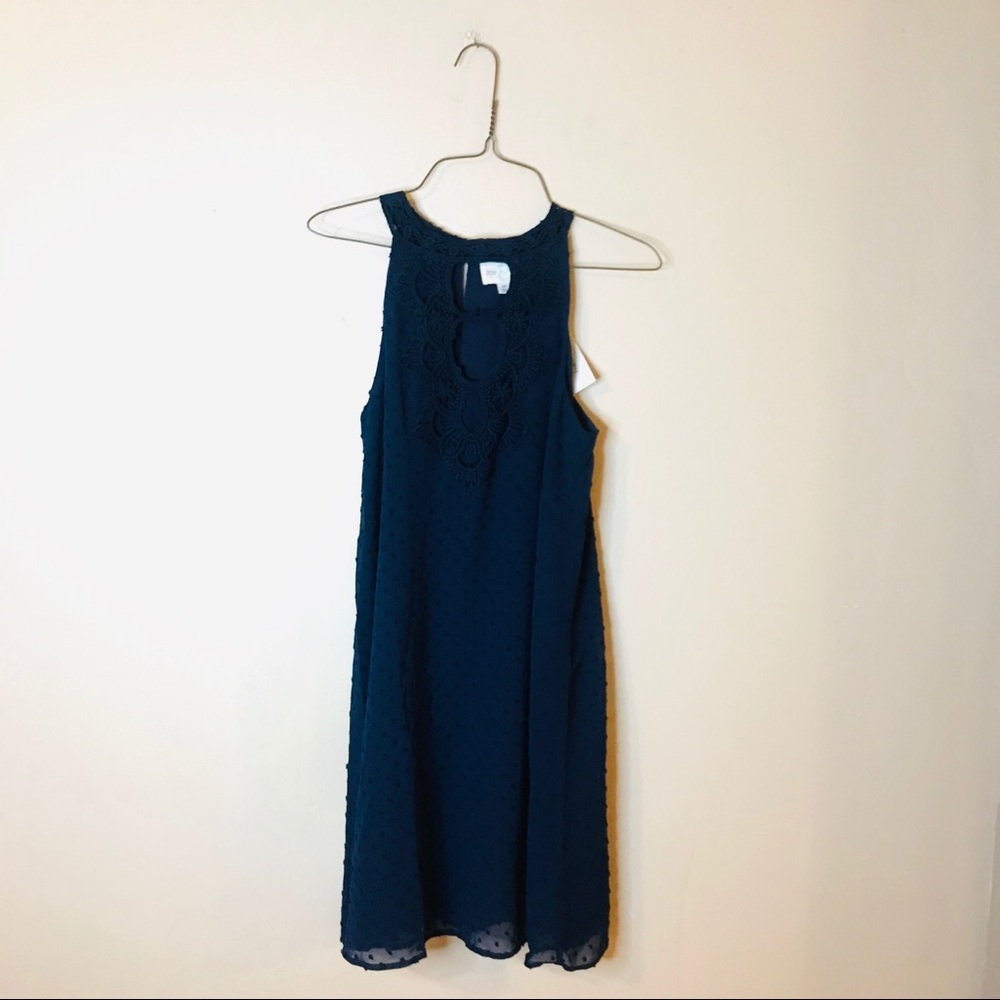 NWT Navy Crochet Neckline Dress